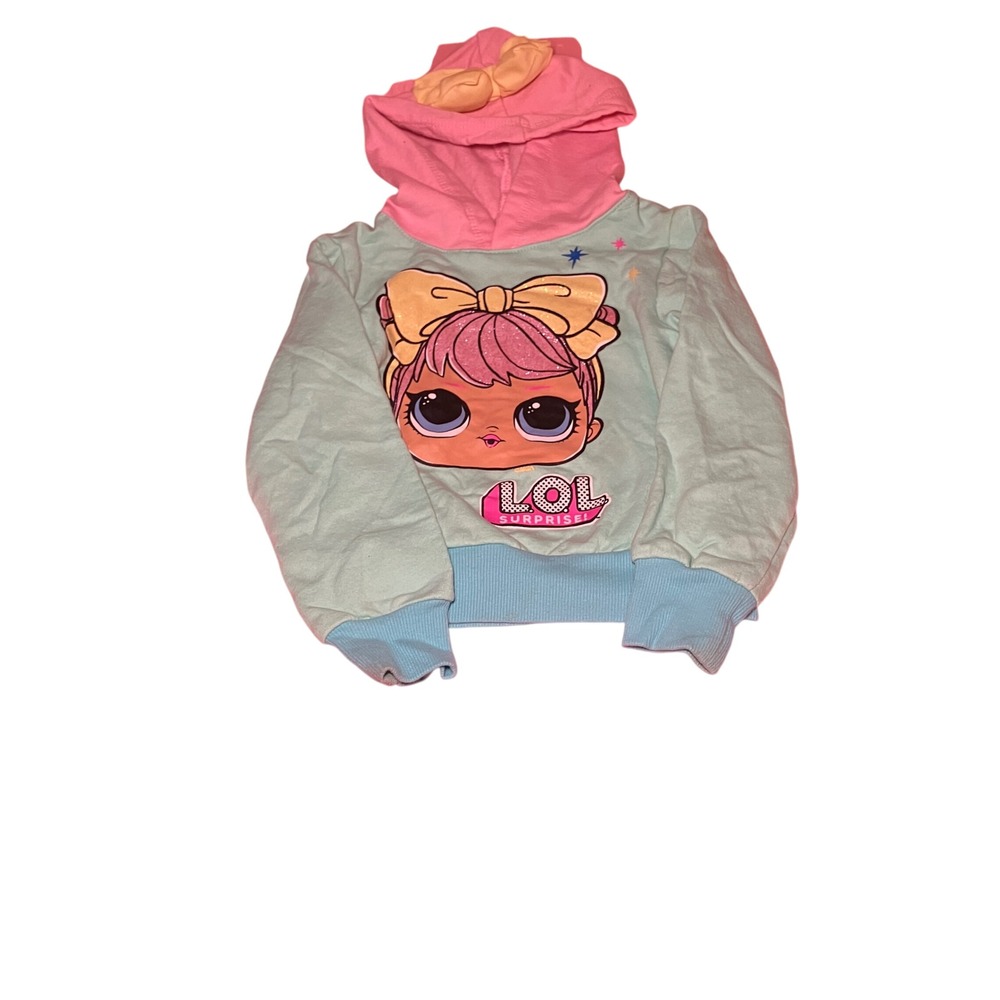 Kids Size 4 LOL Surprise Hoodie Sweatshirt Blue Pink Bow Graphic